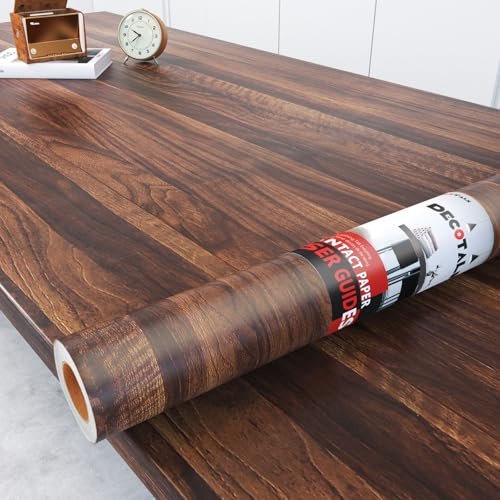 Decotalk Självhäftande papper för möbler mörkt trä, 90 x 300 cm, beläggning, bänkskiva, tjockt trä, tapet, badrum, vattentät, möbelvinyl, självhäftande film för kök, vardagsrum, dörrväggar