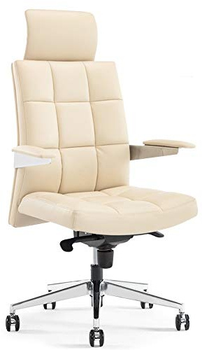 Armstol Executive Office Chair High Back PU Datorstol med nackstöd Modern enkelhet Svivstol Fast armstöd lutning 120 ° med tunga hjul bärande 150 kg, LWX