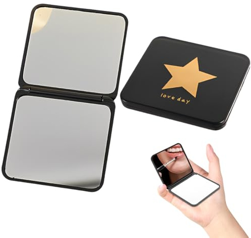 Androxeda Specchio Da Viaggio Portatile, Specchio Da Viaggio A Due Lati Trucco, Per Il Trucco Specchio Per Il Trucco Professionale Bifacciale, Pieghevole, Doppio Fronte, Quadrato