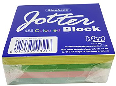 Stephens Note Paper Jotter Block Pastel, Ideal Desk Note Paper Holder for Phone Message, Jotting Down Shopping Lists, Dates and Upcoming Events, Home, Office, Business School, Stationery Essential