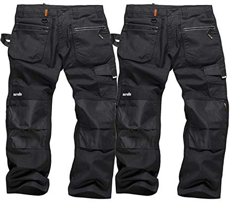 Scruffs Ripstop Work Trousers Twin Pack (32 Waist/34 Leg) Black