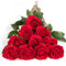 DuHouse 10 Rosas de Seda Artificiales Ramo de Rosas para arreglos de Boda, Fiesta, decoración del hogar (Rojo)