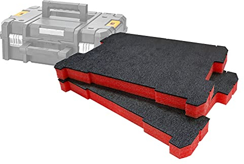 Shadow Foam TSTAK/ProStack skuminlägg [30 mm röd dubbelpack] lättskalade skuminlägg för DeWalt TSTAK & Stanley ProStack lådor