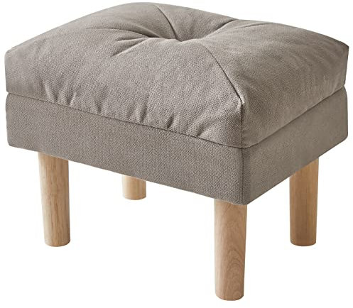 YMYNY Fußhocker Sitzhocker mit Holzbeinen, Hocker Ottoman mit Leinenoptik Polsterhocker, Große Sitzfläche, Rutschfesten Plastikbeinen, für Schlafzimmer, Wohnzimmer, 40 x 29 x 32CM, Grau HBD023G
