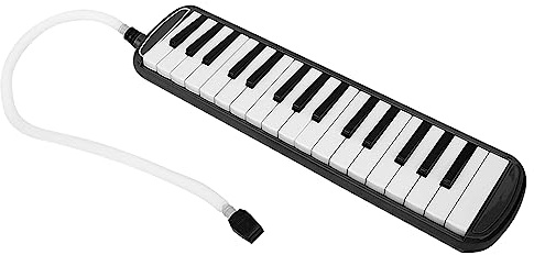 Melodica 32 Key Blow Piano, Keyboard Harmonica Wind Instrument with Portable Carrying Bag Trumpet Mouthpiece Kit for Beginners Kids Fun Music Gift(Black)