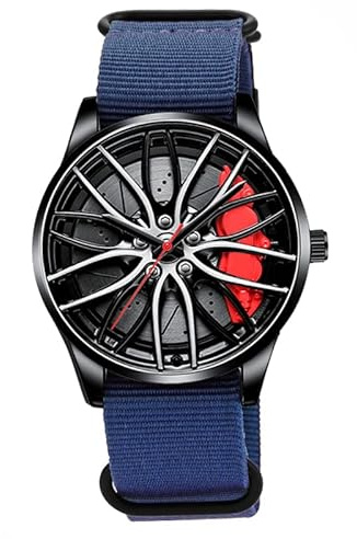 ROSSOM Hommes Montre Hommes Sport Montres mâle évider Conception Montre Nylon Militaire analogique Quartz Montre pour BMW Roue étrier Hommes Montres