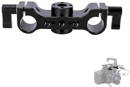 NICEYRIG Pince de Serrage de Tige de 15 mm avec Trous de localisation pour Arri et 1/4, Double Extension de Rail de Tige de 15 mm Applicable pour poignée supérieure DSLR articulée Bras à Friction