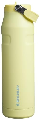 Stanley IceFlow Flip Straw 2.0 Water Bottle 36 OZ | Built-In Straw with Larger Opening | Lightweight & Leak-Resistant | Insulated Stainless Steel | BPA-Free | Pomelo
