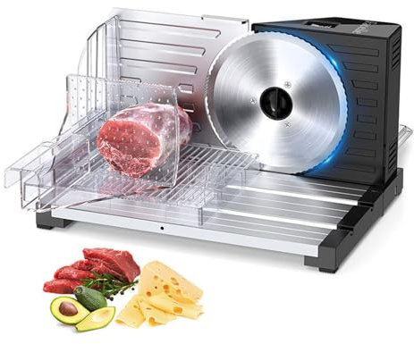 Cortadora eléctrica Cortadora doméstica de espesor ajustable de 0-18 mm Adecuada para pan, carne, queso, verduras, etc.