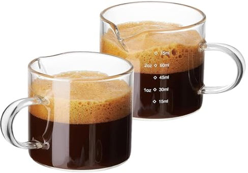 Verre à shot à expresso | Tasse à mesurer pour café | Outil de mesure de shot expresso, pichet à mousse de lait, tasses à expresso avec poignée, accessoires pour machine à expresso