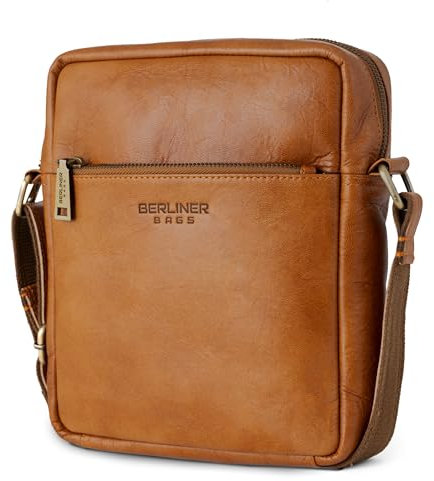 Berliner Bags Vintage Umhängetasche Tom, Schultertasche aus Leder, Männerhandtasche und Crossbody für Herren – Braun
