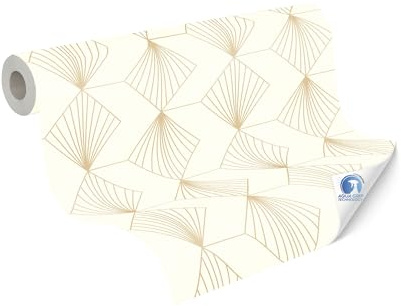 Livingwalls Pre-Pasted Wallpaper DESIGNDROP – 20.9in x 395.7in Art Deco Design Wall-Paper in Cream, Gold – Non-Woven Wallpaper with Elegant Ornaments Made in Germany – 784941