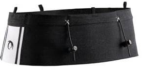 LURBEL Loop Two, cinturón portadorsales, cinturón de Trail, portabastones, Ajuste óptimo. Unisex. (Negro/Blanco, 5)