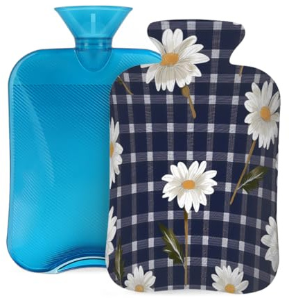 Mexpekil Bolsa de agua caliente de PVC de 2 litros con funda, bolsa de agua caliente de PVC de 2 litros para aliviar el dolor, pies, espalda y calor