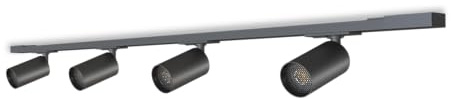 CALEX Sistema di binario LED, 2 m con 4 faretti GU10 orientabili, colore nero opaco, plafoniera moderna