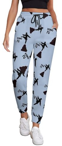 We Got Good Kung Fu Womens Sweatpants Printed Joggers Athletic Trousers Baggy Lounge Pants with Pockets M
