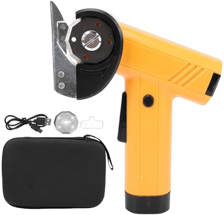 ZJchao Forbici Elettriche, Taglierina per Tessuti Ricaricabile Senza Fili con Schermo LED e Design Ergonomico, per Tagliare Carta da Parati per Tappeti in Tela di Plastica, Cartone, (YELLOW)