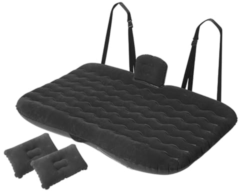 Campingsäng 1 Set Universal Car Travel Uppblåsbar säng Auto Baksäte Trunk Madrass Luftsäng Kudde Resecamping(Black)