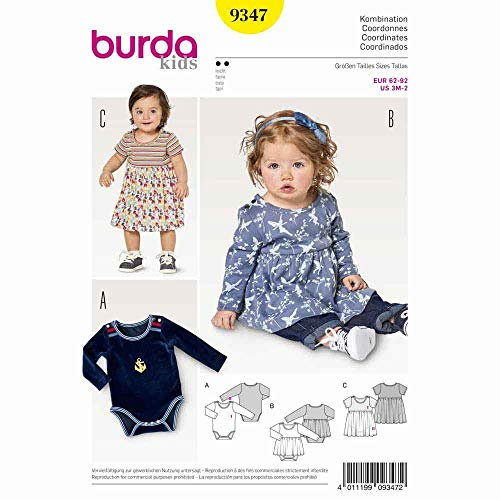 burda Schnittmuster Babys Kombination 9347 Gr. 62-80