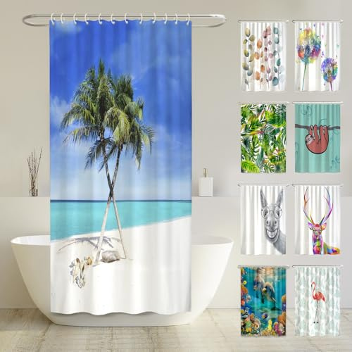 arteneur® - Strand - Anti-Schimmel Duschvorhang 120x200 - Recycelt mit Öko-Tex Standard 100 - Beschwerter Saum, Blickdicht, Wasserdicht, Waschbar, 8 Haken & E-Book