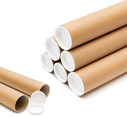 5 x A2 Versandrollen für Poster, Kunstwerke, Gemälde, Dokumente, Blueprints, 460 mm x 45 mm, Kartonrollen + Endkappen