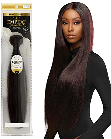 Sensationnel Empire bundles- straight 10a tangle shed free human hair for weaving and sew in styles - 1 pack (12 inch, NATURAL/BLACK)