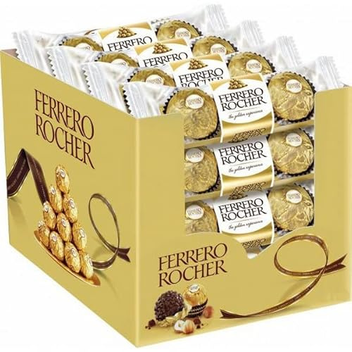 Ferrero Rocher Cubo Espositore con 16 Confezioni da 3 Praline di Cioccolato Ciascuno 37g T3x16