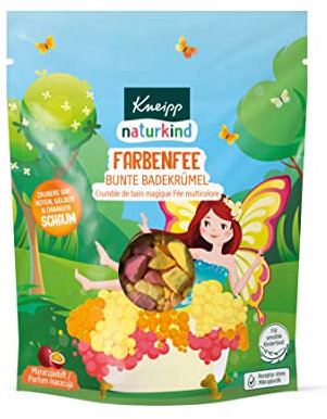 Kneipp Naturkind Farbenfee Badekrümel - buntes Farbsprudelbad kann Dank kleinen Badebrökchen individuel dosiert werden - leckerer Maracuja-Duft macht das Bad zu einem Erlebnis für das Kind - 100g