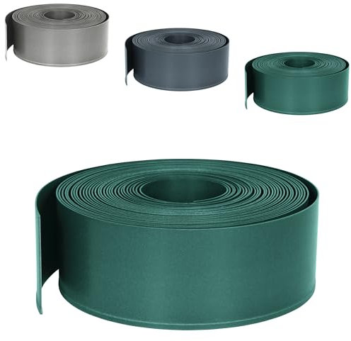 JOIEYOU Borde de Plástico Flexible para Césped, Cortacésped y Arriates - 20 m, 12 cm de Altura - Bloqueo de Raíces, Adaptable a Cualquier Forma - para Jardín o Patio