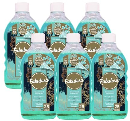Fabulosa Multi Purpose, Multi Surface Pet Concentrated Antibacterial Disinfectant, All Purpose Pet Disinfectant and Deodoriser, Odour Remover, 500ml, 6 Pack, Extraordinary
