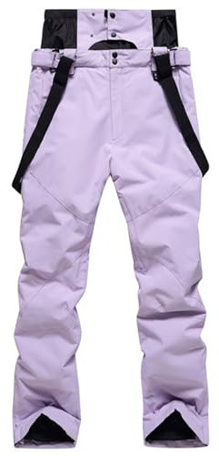 HOMDECR Skihose Für Damen Und Herren, Skihose – Skihose, Gefütterte Skihose Mit Taschen, Integrierter Schneefang – Ideal Zum Skifahren Im Winter (Helles Lila,XL)