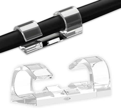 UBRAVE Clip per Cavi, 20 Pezzi Gestione del Cavo, Organizzatore di Cavi Autoadesivi Cavo, Organizer a Clip per Accessori di Ricarica, Cavo per TV, PC, Laptop, Auto, Casa e Ufficio, Trasparente