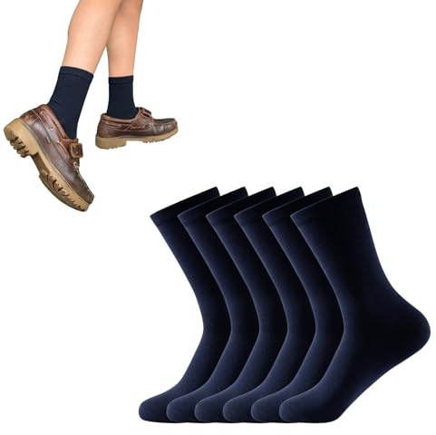 Balseti Calcetines Lisos Bajos. 85% Algodón. Unisex Niño, Niña. Modelos para Uniformes, Colegio, Trajes, Ejecutivos. Pack 6 Pares Transpirables. (FR/ES, Números, 36, 39, Regular, Azul Marino)