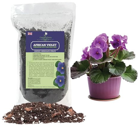 PREMIUM African Violets and Gesneriad Premium Soil Mix by GardenNova - Horticultural Perlite (25%) + Vermiculite (25%) + Premium Compost (50%) - Made in UK - (3 Liters Bag)