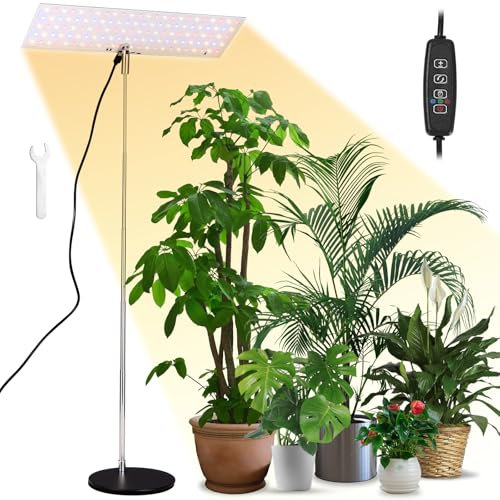 Lampe pour plantes 120 LED plein spectre, lumière à spectre complet Grow Light, 3000K 5000K 660nm, avec minuterie 3/9/12H, 4 luminosité, 3 modes