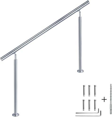 CAVATINY Edelstahl Handlauf Geländer für Treppen Brüstung Balkon ohne Querstreben - Innen und Außen Handlauf Geländer Treppengeländer Edelstahl Brüstung Balkon (200CM, ohne Querstreben)