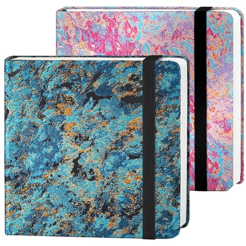 Funto Watercolor Journal, 6.3x6.3, 2 Pack, 24 Sheets Each, 100% Cotton Cold Press, 300gsm/140lb, Inner Paper Pocket, Art Supplies for Mixed Media