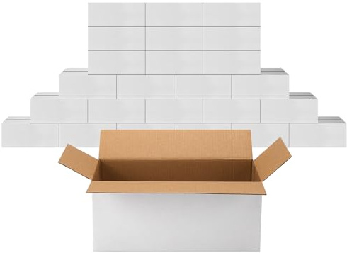 PETAFLOP Kartongförpackning förpackning 22,9 x 10,2 x 10,2 cm, set med 25 små fraktkartonger, vit