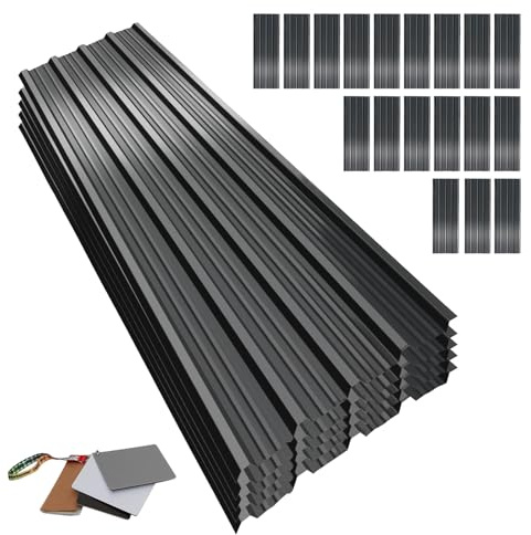 Jpseybb Metal Roofing Panels, L45.2×W17.72 Inch Corrugated Galvanized Steel Metal Roof Panels with Screws, Waterproof Pergola Roof Panels for Gazebo, Shed, Patio, Garage, Outdoor Storage,18 Pcs Gray