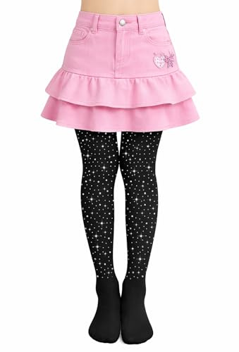 Zidoley Mallas de ballet para niña de 60 deniers, semiopacas y brillantes con pedrería, leggings con forro térmico para niñas (FR/ES, Edad, 10 años, 13 años, Regular, Black)