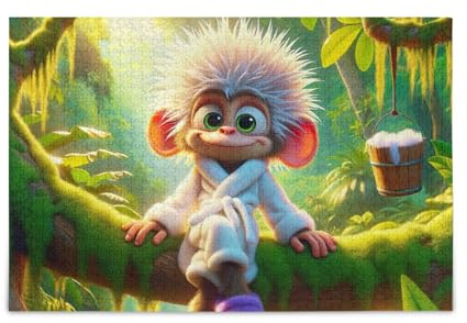 Cute Monkey Tree Branch Puzzle Challenging Puzzle Game for Adults, Families 500 Pieces