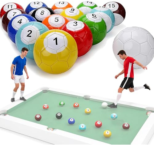 Set da 16 Palloni Football Pool, Palloni da Snooker Calcio Gonfiabili in Pelle per Gioco di Biliardo Gigante con Calcio, Giochi da Tavolo Indoor & Outdoor per Giardino, Festa, Sala Giochi 15cm