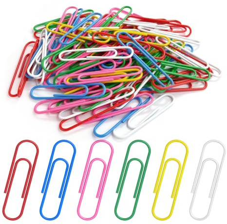 Flintronic Lot de 200 Trombones Colorés, 50mm Trombone en Métal Papier Clips avec Boîte Plastique, pour Fichiers Papeterie Bureau École à Domicile