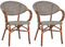 pemora 2-er Set Gartensessel Mango in Bambusoptik Gartenstuhl Bistrostuhl Metallstuhl Terrassensessel Terrassenstuhl Outdoor-Sessel für Gastronomie in grün-braun