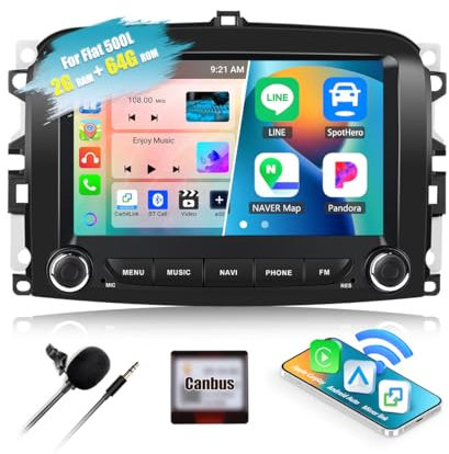 2G+64G CAMECHO Android 13 Autoradio per FIAT 500L 2013-2018 con Navi Carplay Android Auto, 7 pollici Schermo Autoradio 2 DIN con Bluetooth FM RDS Mirror Link+Canbus
