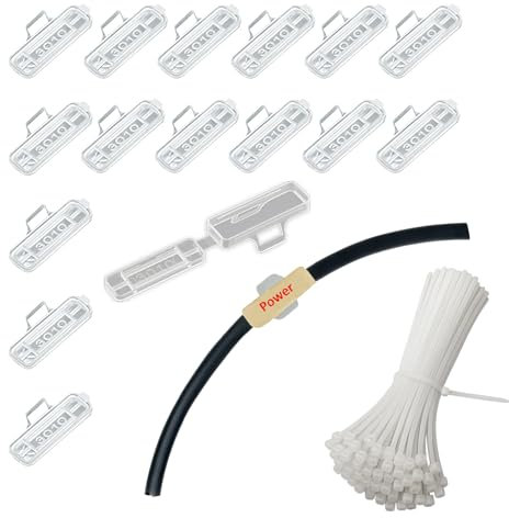 Kabelbeschriftung, 50 Stück Wiederverwendbare Kabeletiketten Erkennungsbox mit 50 Pcs Nylon Kabelbinder Transparente Wasserdichtes Kabel Beschriftung Kabelmarkierung