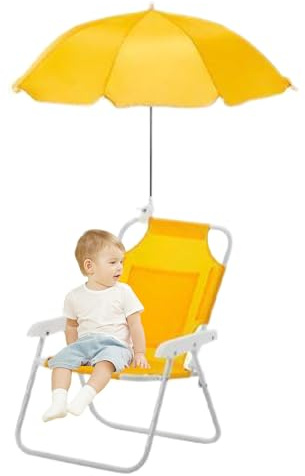 Chaise de Plage Enfant, de Plage Réglable avec Parasol | Ergonomique Fonction Extérieure Chaise Longue pour Voyage Jardin Relaxation