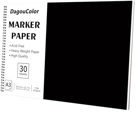 DagouColor Carta Marcatori di Alcol, A3, 1 Pack, 30 Fogli (60 Pagine) Antipenetrazione Disegno Pad, Doppio Lato Acido-Libero Spirale Libro di Schizzi per Artisti Bambini Adulti