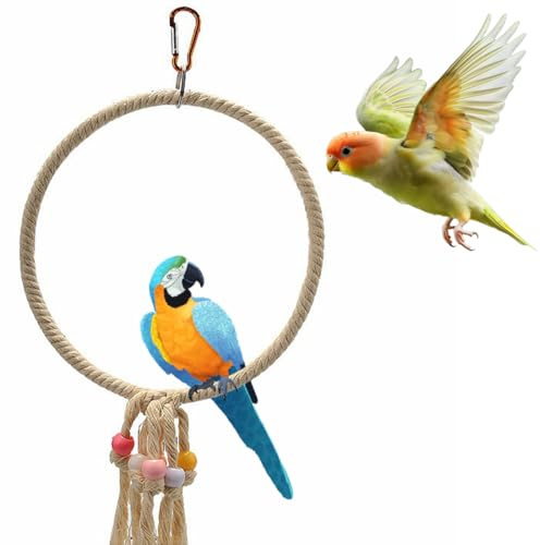 Perchoirs Perroquet en Anneau, Balançoire pour Perchoir Oiseaux, Accessoires pour Cage, Perche à Griffer et Escalader pour Perroquets, Gris du Gabon, Perruches, Calopsittes, Conures et Pigeons