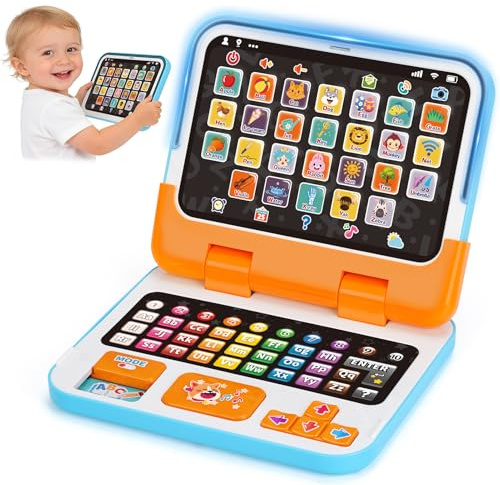 Dreamon Kids Laptop 2-in-1 Toy Laptop Computer for Toddler Children Detachable Kids Tablet with Alphabet Music Lights Sounds Educational Montessori Toys for 12M+ 1 2 3 Years Old